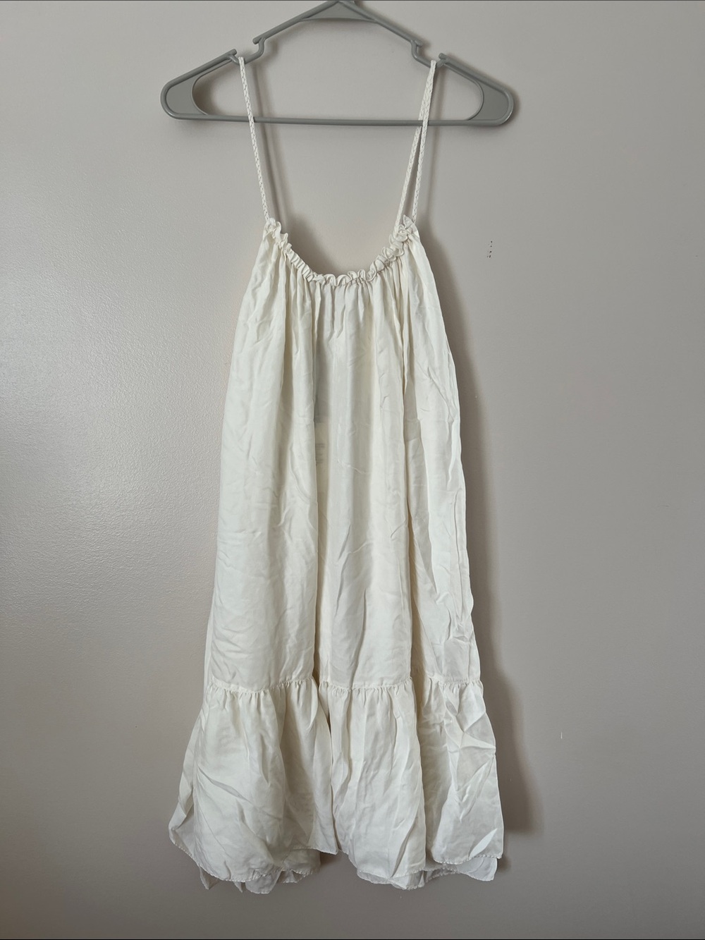 Women's Cream Mini Sundress with Spaghetti Straps